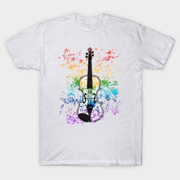 Violin Rainbow Colours Violinist String Player Orchestra Musician T-Shirt by doodlerob